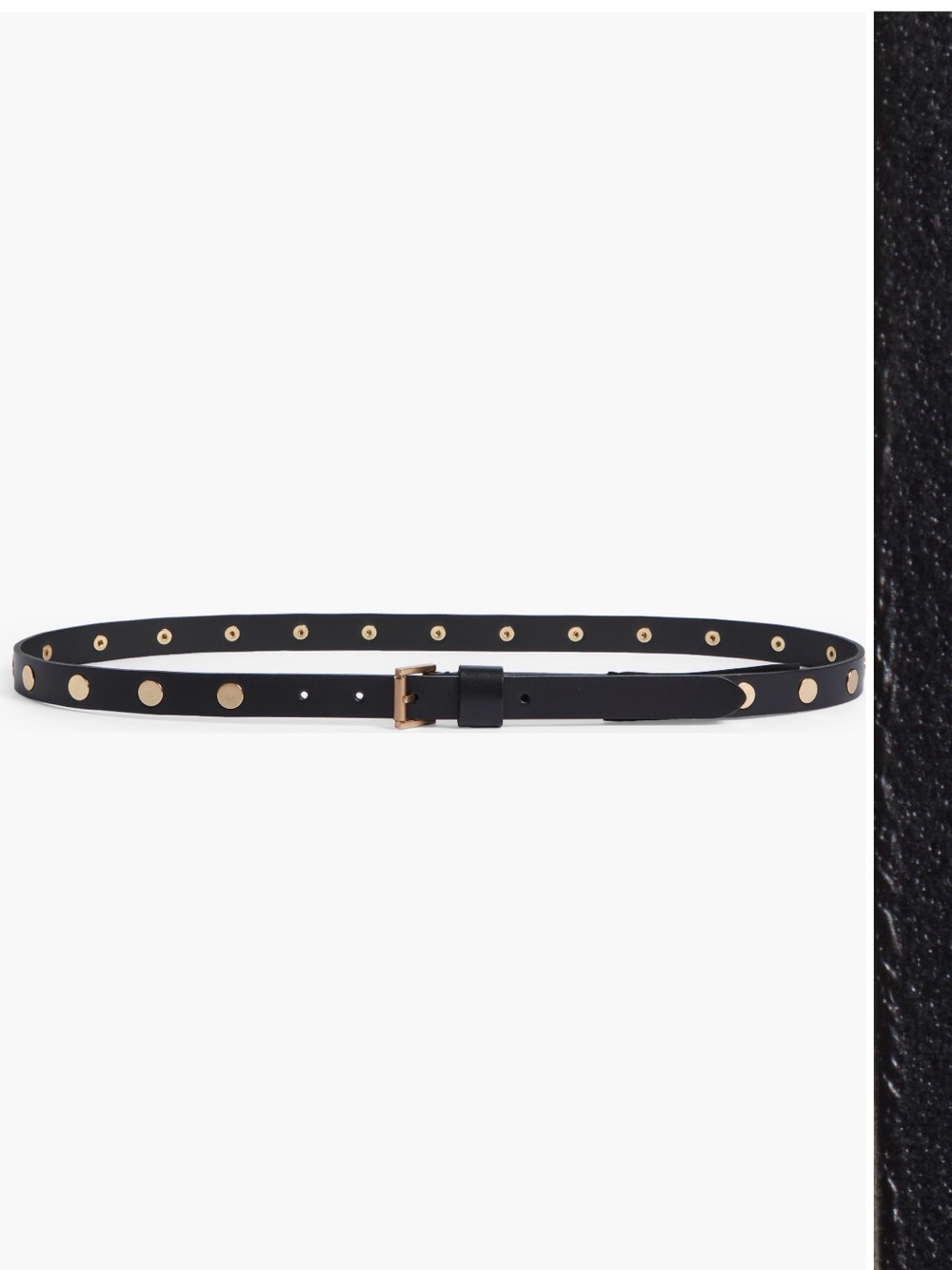 AllSaints Black Leather Belt with Gold Studs